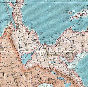Peta Sulawesi Tengah tahun 1943 berdasarkan Peta masa Perang Dunia II Aeronautika Jepang di Celebes