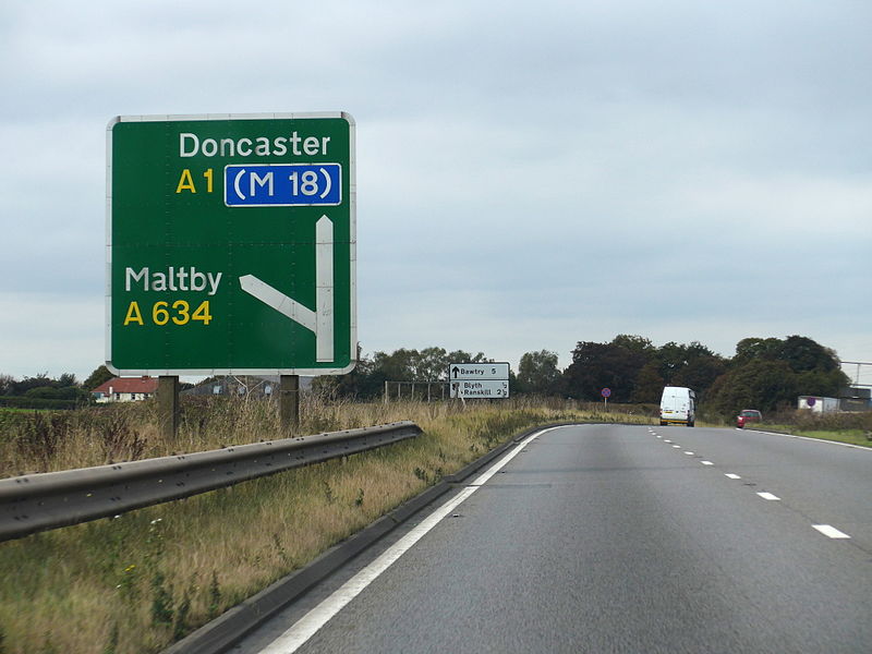 File:2014 A1 road sign Maltby.jpg