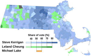 2014 Massachusetts Democratic lieutenant gubernatorial primary results by municipality.svg