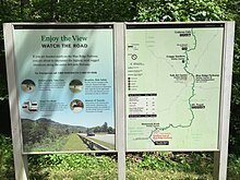 Sign describing the Blue Ridge Parkway at the south end of the Blue Ridge Parkway in Ravensford, Swain County, North Carolina 2017-05-17 15 10 11 Sign describing the Blue Ridge Parkway at the south end of the Blue Ridge Parkway in Ravensford, Swain County, North Carolina.jpg