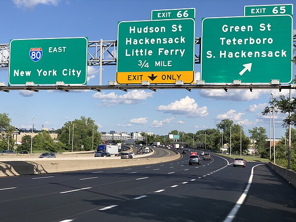 Interstate 80 eastbound on the border of South Hackensack and Teterboro