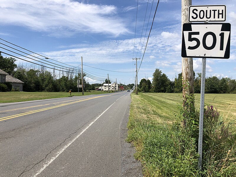 File:2022-08-16 11 55 25 View south along Pennsylvania State Route 501 (Lancaster Avenue) at Rehrersburg Road in Bethel Township, Berks County, Pennsylvania.jpg