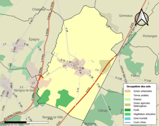 Carte en couleurs présentant l'occupation des sols.