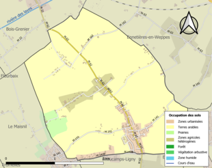 Kolorowa mapa przedstawiająca użytkowanie gruntów.