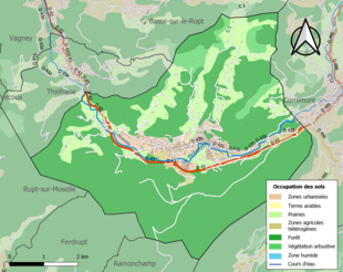 Carte des infrastructures et de l'occupation des sols de la commune en 2018 (CLC).