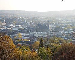 Utsikt över Aachen från berget Lousberg