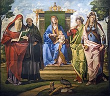 Accademia - Madonna col Bambino tra i santi Girolamo, Benedetto, Maddalena e Giustina Cat82 Benedetto Rusconi detto Diana.jpg