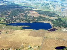 An aerial image of Agate Lake