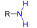 Allgemeine Struktur der Amine mit der blau markierten Amino-Gruppe
