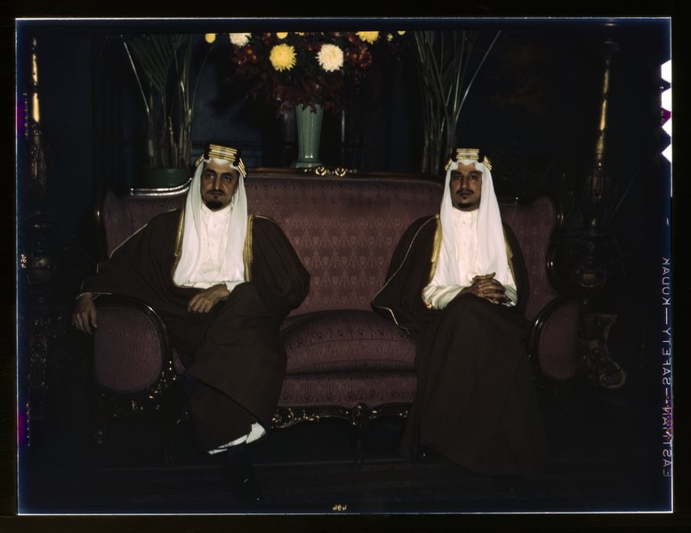 File:Amir Khalid (right) and Amir Faisal, sons of King Ibn Saud of Saudi Arabia. Their Royal Highnesses recently concluded an extensive visit in the United States as guests of the government. LCCN2017878589.tif