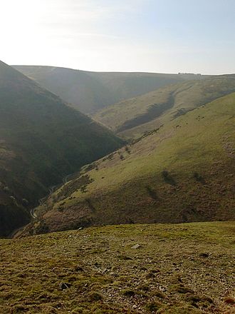 The view up Ashes Hollow towards Pole Bank Ashes Hollow on the Long Mynd in Shropshire.jpeg