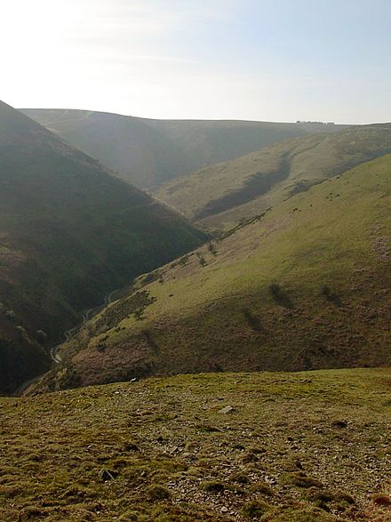 Long Mynd, view up Ashes Hollow towards Pole Bank