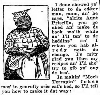 Image of Aunt Priscilla with some text from the column in 1921. Aunt Priscilla.png