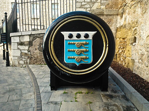 Shield of the Board of Ordnance preserved on a gun tampion in Gibraltar