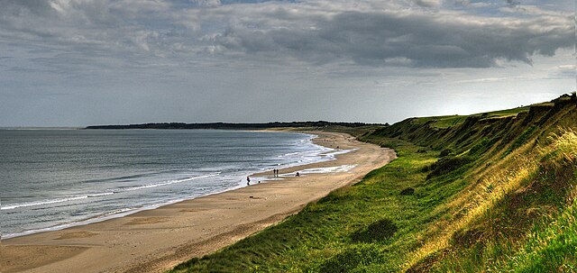 Ballinesker Beach (pictured in 2015), a segment of Curracloe strand in Ireland, was used to portray Omaha Beach