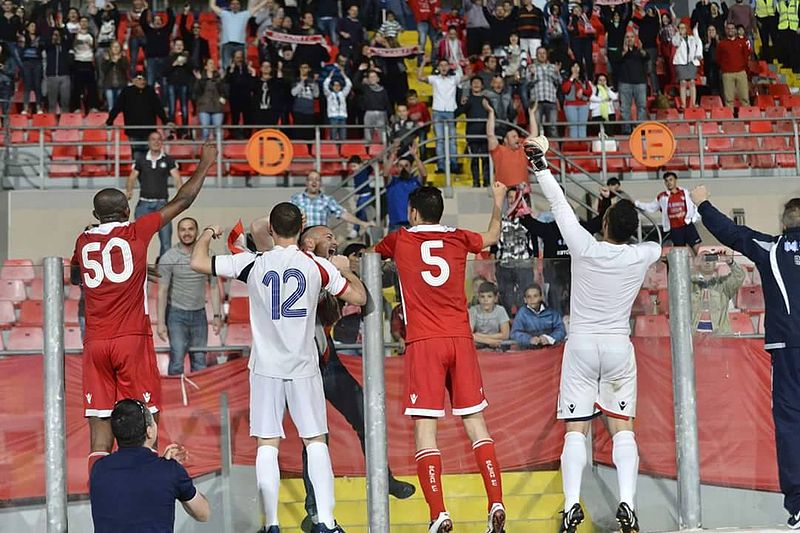 File:Balzan players and supporters celebrate Balzan F.C.'s historic qualification to the UEFA Europa League following a 3 -1 victory against Hibernians FC on 26 April 2015..jpg