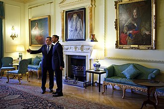 Prime Minister Gordon Brown and US President Barack Obama in the Pillared Room, 2009 Barack Obama and Gordon Brown in 10 Downing Street.jpg