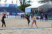 Deutsch: Beachhandball Europameisterschaften 2019 (Beach handball Euro); Tag 3: 4. Juli 2019 – Frauen, Hauptrunde Gruppe II, Deutschland-Spanien 1:2 (18:24, 24:14, 8:9) English: Beach handball Euro; Day 3: 4 July 2019 – Women Main Round Group II – Germany-Spain 1:2 (18:24, 24:14, 8:9)