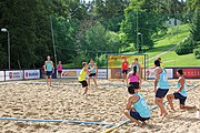 Deutsch: Beachhandball Europameisterschaften 2019 (Beach handball Euro); Tag 1: 2. Juli 2019 – Männer, Vorrunde Gruppe A, Deutschland-Norwegen 2:0 (22:14, 22:20) English: Beach handball Euro; Day 1: 2 July 2019 – Men Preliminary Round Group A – Germany-Norway 2:0 (22:14, 22:20)