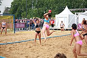 Deutsch: Beachhandball bei den Olympischen Jugendspielen 2018; Tag 6, 12. Oktober 2018; Mädchen, Platzierungsspiel um Rang 9 und 10 – Türkei-Hongkong 2:0 English: Beach handball at the 2018 Summer Youth Olympics at 12 October 2018 – Girls Women's Placement Match 9-10 – Türkei-Hong Kong 2:0