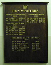 List of headmasters Beechen Cliff School, headmasters.jpg