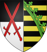 Electorate of Saxony (1356-1806) with the crossed swords of the Imperial Arch-Marshal and the green crancelin.