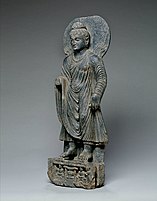 Statua di Buddha che esegue il miracolo di Shravasti, Gandhara, 100-200