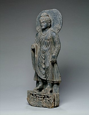 Statue of Buddha performing the Miracle of Shravasti, Gandhara, 100-200 CE.