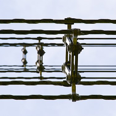 Line spacers on the 150kV power line Eindhoven Oost - Eindhoven Noord