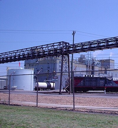 BASF Chemical Plant Portsmouth Site in the West Norfolk area of Portsmouth, Virginia. The plant is served by the Commonwealth Railway. CWRYBASF.JPG