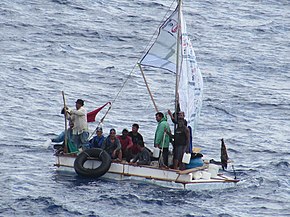 Balseros spotted and rescued by the Carnival Liberty in 2014 Carnival Liberty Cuban Refugees.JPG