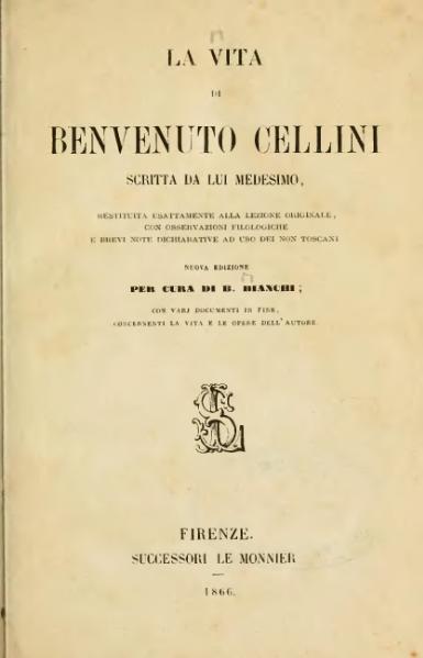 File:Cellini - La vita di Benvenuto Cellini, 1866.djvu