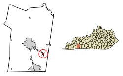 Placering af Pembroke i Christian County, Kentucky.