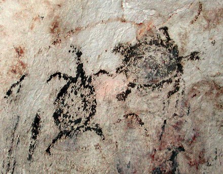 Cave drawings of turtles in Chugai Cave