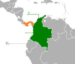 Map indicating locations of Colombia and Panama