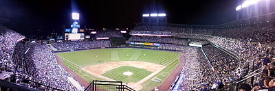 Panorama of Coors Field during Todd Helton's final home game. This was also the final game played at the stadium before the removal of part of the right field upper deck. Coors Field Panorama.jpg