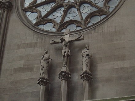 A crucifix on the wall of a church