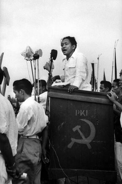 D. N. Aidit speaking at a 1955 election meeting
