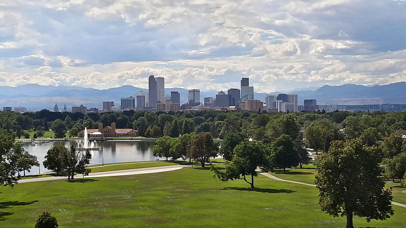 View from Denver Museum of Nature & Science looking west to downtown Denver.