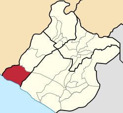 Location of the district in the Jorge Basadre province and in the Tacna region