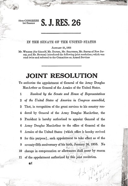 File:Douglas MacArthur promotion order to General of the Armies.jpg