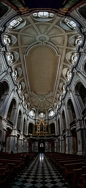 File:Dresden - Katholische Hofkirche 1755 (restored 1965) by Gaetano Chiaveri - Rococo - Main Nave - View ENE & Up towards Silbermann organ 1755 01.jpg