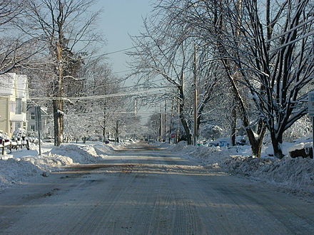 Snowy street in East Haven, February, 2001