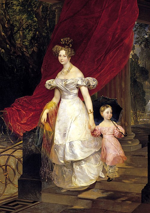 La gran duquesa Elena Pávlovna de Rusia con su hija María. Retrato de Karl Briullov.