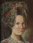 Lindergrens hustru, Elisabeth Catharina Thalin. Avporträtterad 1790 av okänd konstnär.