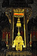 The Emerald Buddha, 15th century as Chiang Saen Style, carved from jade stone at Grand Palace, Bangkok, Thailand.