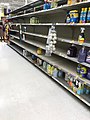 Empty cleaning supply shelves, Walmart, Inner Perimeter Rd.