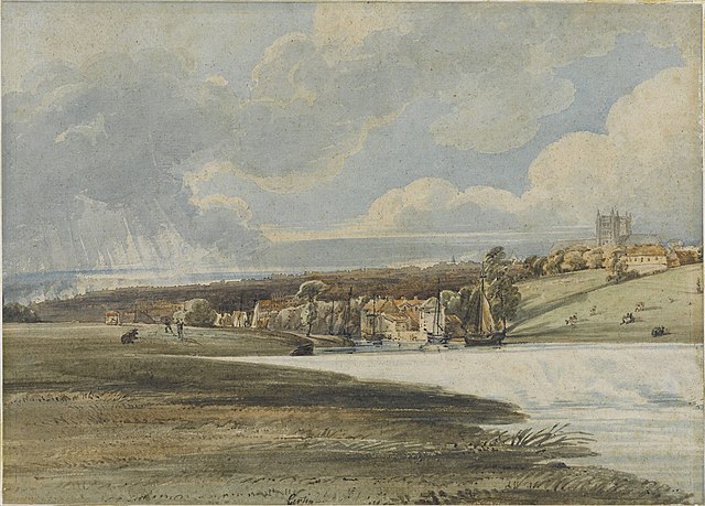 'Exeter from Trew’s Weir' circa 1799. Watercolour on paper by Thomas Girtin