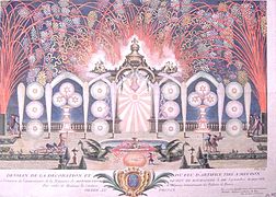 "Dessein de la décoration et du feu d'artifice tiré à Meudon" en l'honneur du duc de Bourgogne, le 13 septembre 1756. AD 92.