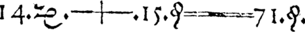 The first use of an equal sign, equivalent to 14x+15=71 in modern notation. From The Whetstone of Witte (1557) by Robert Recorde.